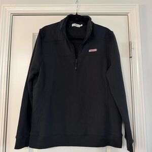 Vineyard Vines Women's Black Dreamcloth Relaxed Shep Shirt Zip-Up Sweater